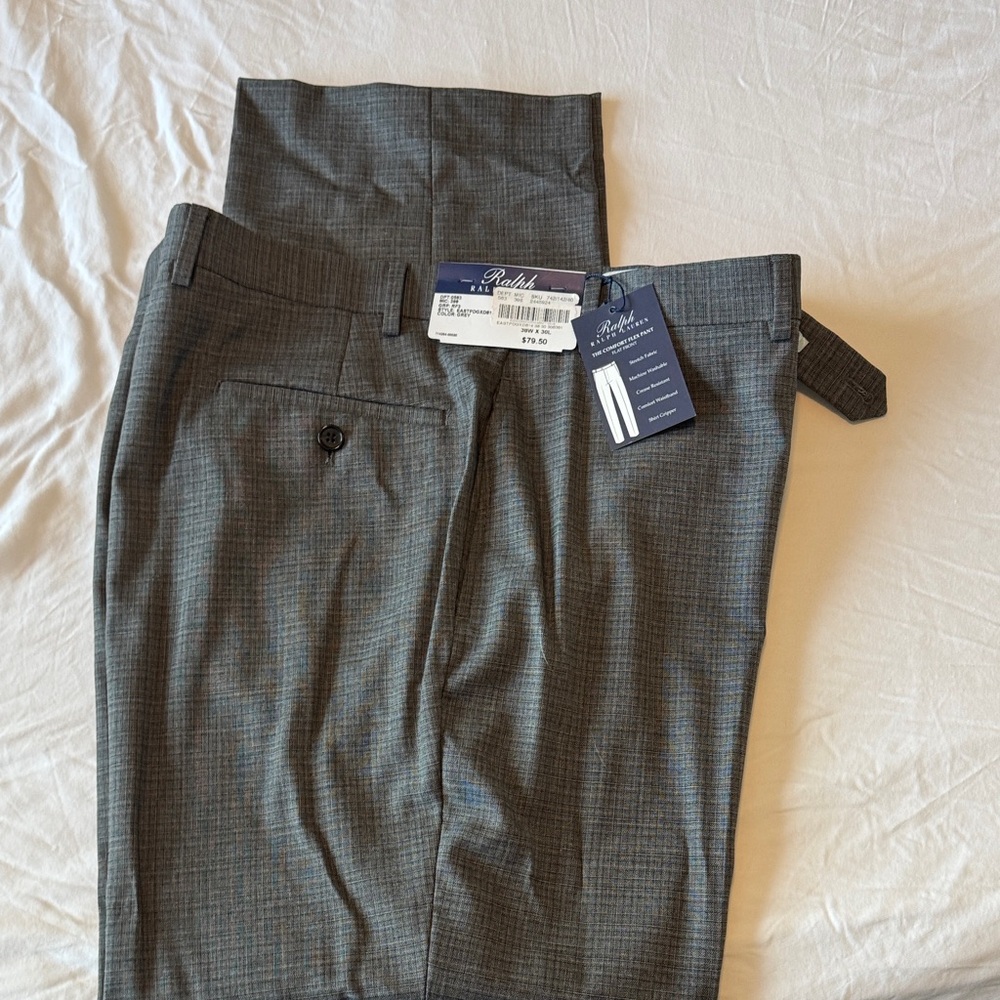 Ralph Lauren Gray Comfort Flex dress Pants NWT, mens 38x30